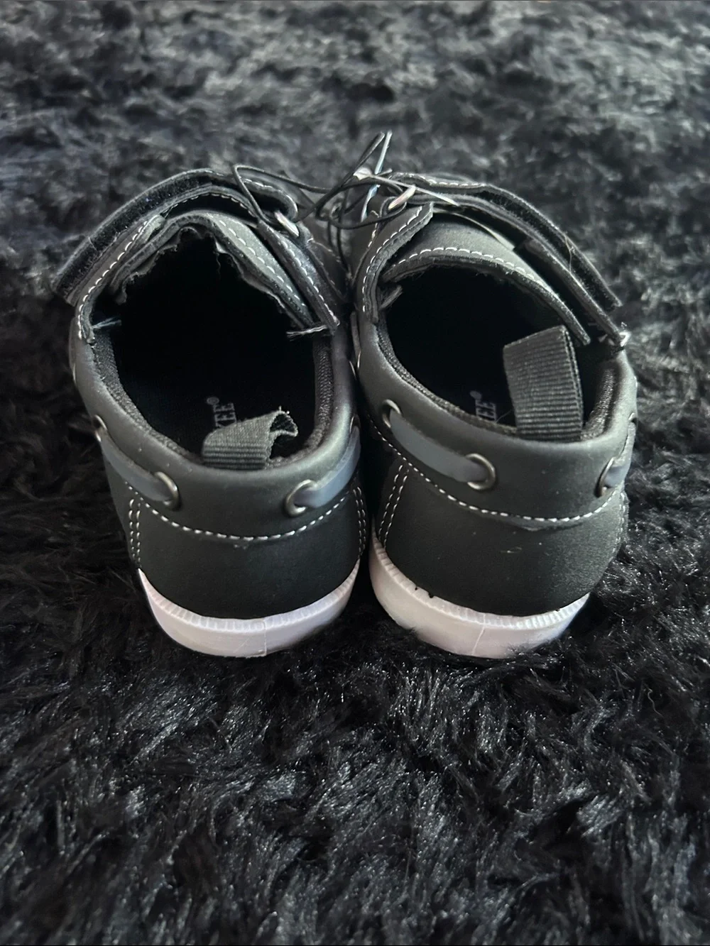 Cherokee Gray and White Hook-and-Loop Kids Dress Shoes